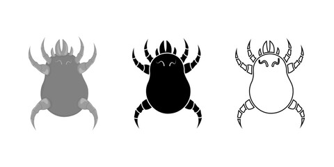 Dust mites icons set vector illustration. Microscopic dangerous insects