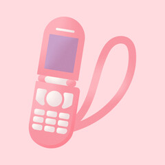 Groovy item cute characters. Pink old handphone sticker.