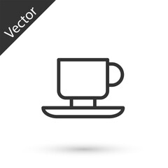 Grey line Coffee cup icon isolated on white background. Tea cup. Hot drink coffee. Vector