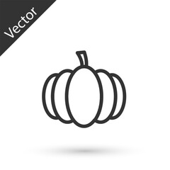 Grey line Pumpkin icon isolated on white background. Happy Halloween party. Vector