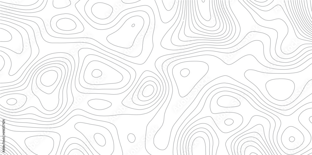 Aufkleber Ocean topographic line map with curvy wave isolines vector illustration. Abstract topographic contours map background, Vector contour topographic map. Cartography texture abstract banner use..