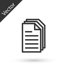 Grey line File document icon isolated on white background. Checklist icon. Business concept. Vector
