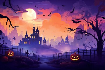 Abstract and colorful beautiful soft fog illustration of Halloween themed scene Generative AI