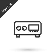 Grey line Guitar amplifier icon isolated on white background. Musical instrument. Vector