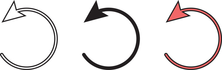 Refresh icons collection. Reload icons lined, isolated and colored version. Update icon. Vector illustration