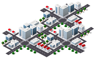 Megapolis 3d isometric three-dimensional view of the city.