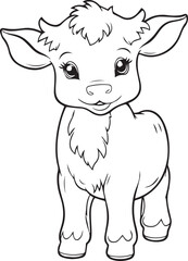 Colouring page for kids toddler and toddlers, minimal cute deer illustration one thick single outline drawing artwork