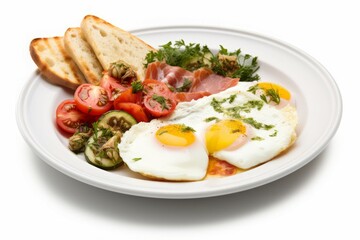 Fototapeta na wymiar Turkish breakfast plate fried eggs. Generate Ai