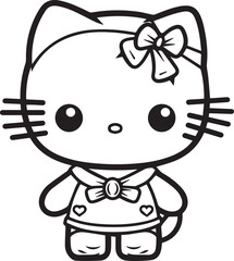 Colouring page for kids toddler and toddlers, minimal cute kitty illustration one thick single outline drawing artwork