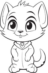 Colouring page for kids toddler and toddlers, minimal cute fox illustration one thick single outline drawing artwork