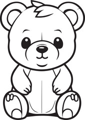Obraz na płótnie Canvas Colouring page for kids toddler and toddlers, minimal cute bear illustration one thick single outline drawing artwork