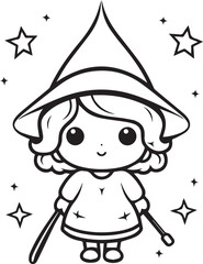 Colouring page for kids toddler and toddlers, minimal cute princess illustration one thick single outline drawing artwork
