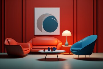 Colorful Minimal 60's Danish Design Interior Room