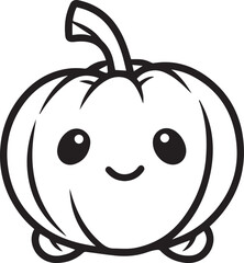 Colouring page for kids toddler and toddlers, minimal cute pumpkin illustration one thick single outline drawing artwork