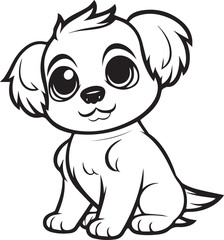 Colouring page for kids toddler and toddlers, minimal cute puppy illustration one thick single outline drawing artwork