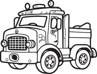 Colouring page for kids toddler and toddlers, minimal cute lorry illustration one thick single outline drawing artwork