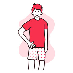 Young man put his hands on his hips while standing