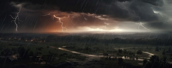 Stormy weather photo realistic illustration - Generative AI.