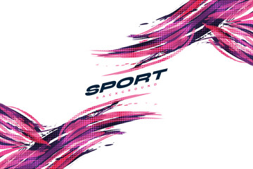 Abstract and Colorful Brush Background with Halftone Effect. Sport Banner. Brush Stroke Illustration. Scratch and Texture Elements For Design