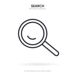 Magnifying or search icon. Rounded search symbol. Research icon for social media, mobile app, website, search engine, UI, operating system.