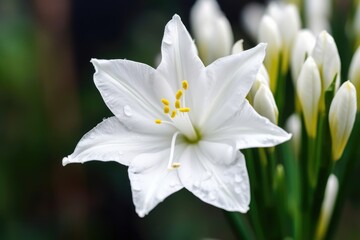 Naklejka premium closeup of a beautiful white flower blooming during springtime