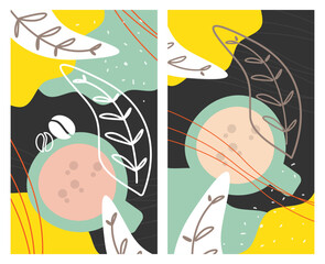 Doodle Coffee Banner. Hand drawn illustrations. Abstract elements backgrounds