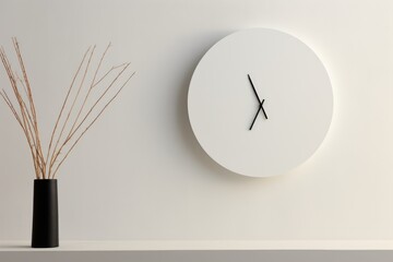 a minimalistic clock design with invisible numbers on a white wall