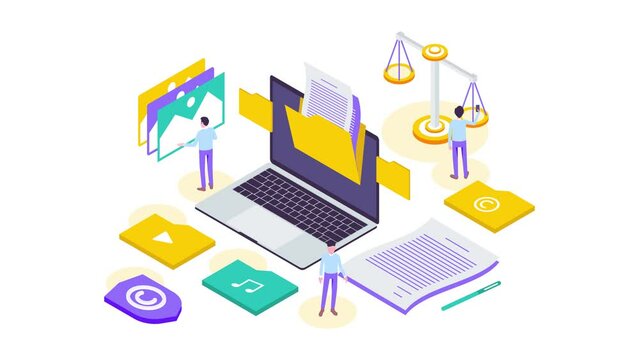 Modern Isometric Copyright and Internet Technology Law Animation Motion Graphic