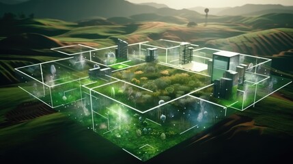 Digital Agricultural Biotechnology Holographic plant concept for biotechnology or bioengineering.