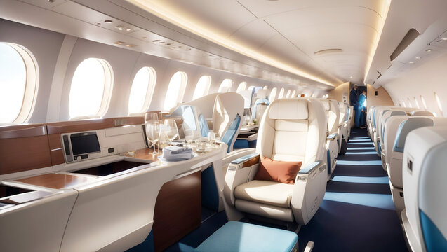 Airplane interior seats Ai Generated