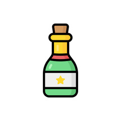 Champagne Cartoon Vector Icon Illustration. Food and Drink Icon Concept Isolated Premium Vector. Flat Cartoon Style