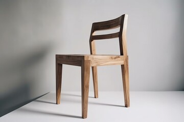 Wooden chair on white background. Craft furniture. Generative AI