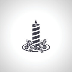 Christmas candle isolated icon on white background
