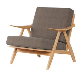 Wood frame armchair for living isolated on transparency background.