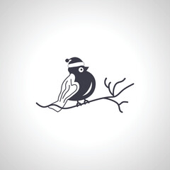 bird on branch with winter hat icon