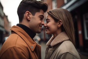 shot of a young couple sharing an affectionate moment in the city