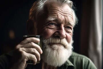 shot of an older man enjoying a cup of coffee at home