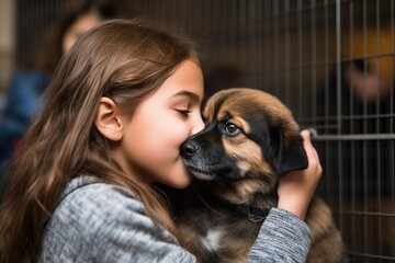 shot of a young girl playing with her dog at a pet adoption event