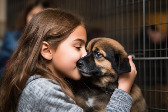 shot of a young girl playing with her dog at a pet adoption event