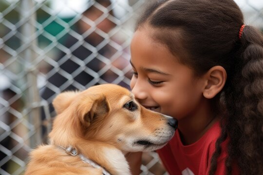 shot of a young girl playing with her dog at a pet adoption event