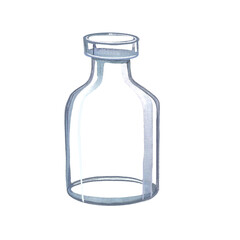 watercolor hand drawn glass jars, vases, isolated picture