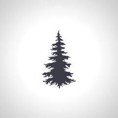 Christmas tree silhouette isolated icon on white background