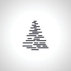 Christmas tree lines silhouette isolated icon on white background