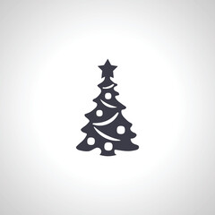 Christmas tree silhouette isolated icon on white background