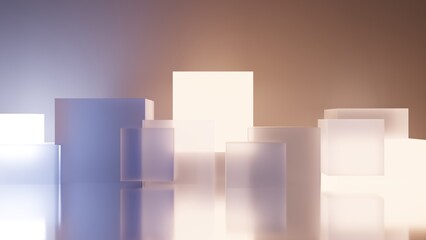 Abstract transparent cubes. background. 3d rendering
