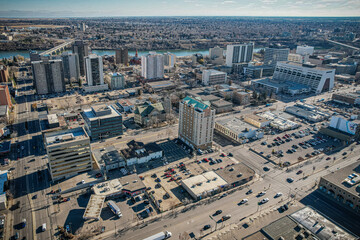 Naklejka na ściany i meble Heart of the City: Downtown Central Business District, Saskatoon, Saskatchewan