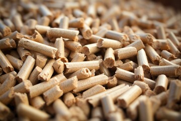 Detailed view of biomass fuel pellets. Generative AI - obrazy, fototapety, plakaty