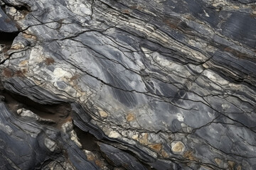 Fototapeta premium Exploring the Ancient Beauty of Earth: A Close-Up Macro Photo Unveiling the Intricate Layers, Texture, and Geological History of Shale Sedimentary Rock