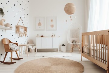 a stylish and simplistic baby room. Generative AI