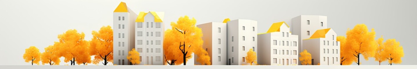 黄葉の街並みの帯（3D）